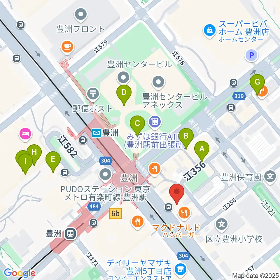 Re-music とよす音楽教室周辺のカフェ一覧地図