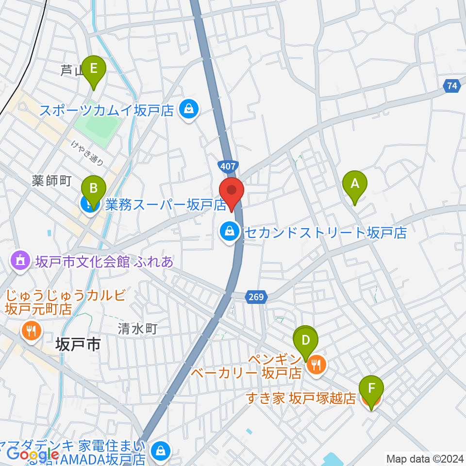 わかば楽器 ライブスペースリディム周辺のカフェ一覧地図