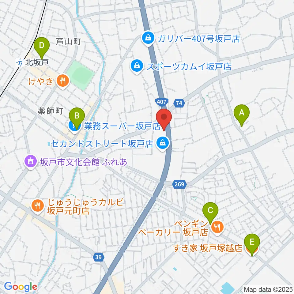 わかば楽器 ライブスペースリディム周辺のカフェ一覧地図
