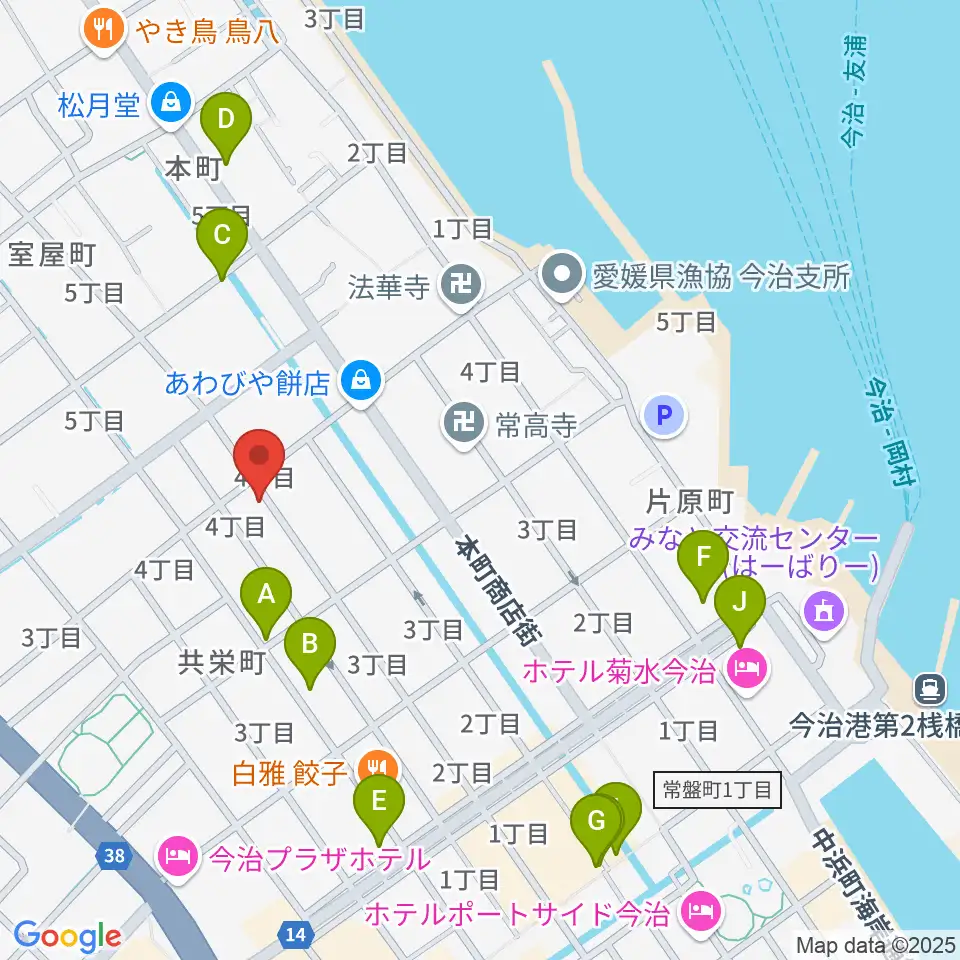 河上楽器店周辺のカフェ一覧地図