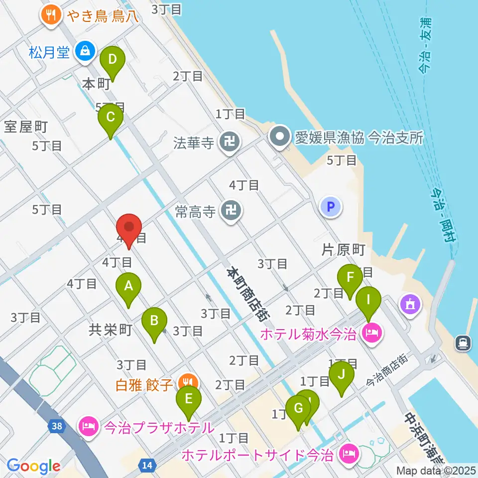 河上楽器店周辺のカフェ一覧地図