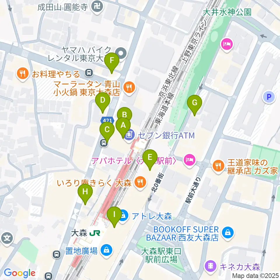Mミュージック周辺のカフェ一覧地図