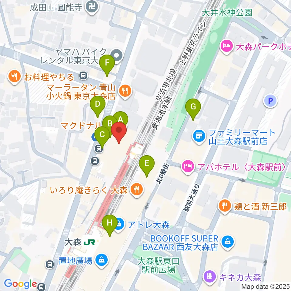 Ｍミュージック周辺のカフェ一覧地図