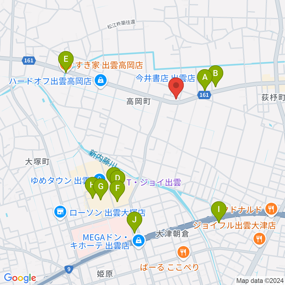 楽器買取リコレクションズ周辺のカフェ一覧地図