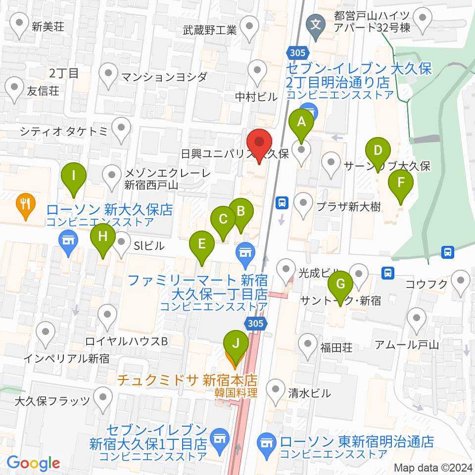 新宿グラムシュタイン周辺のカフェ一覧地図