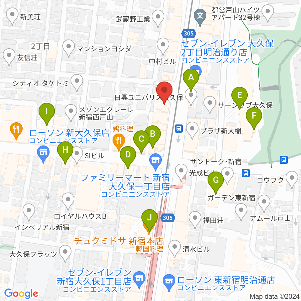 新宿グラムシュタイン周辺のカフェ一覧地図