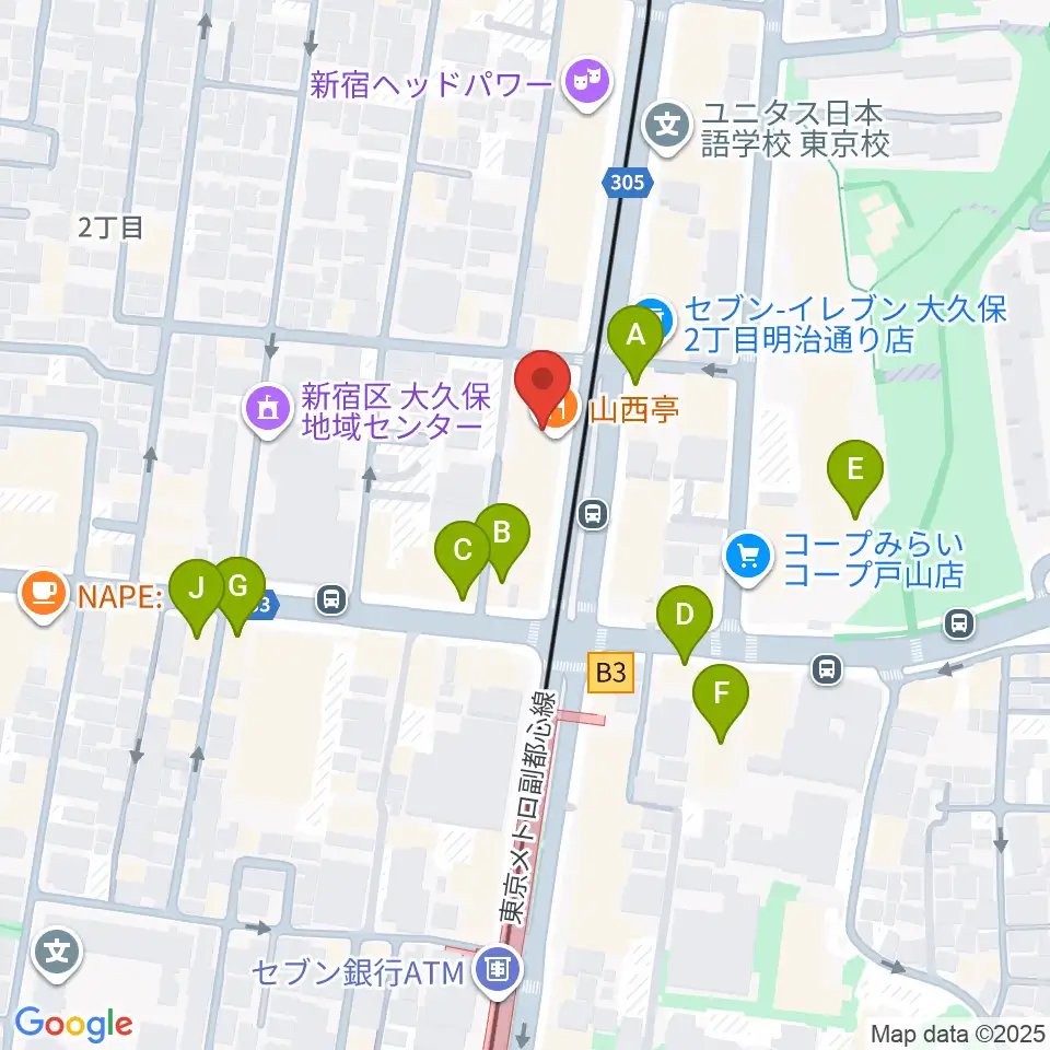 新宿グラムシュタイン周辺のカフェ一覧地図