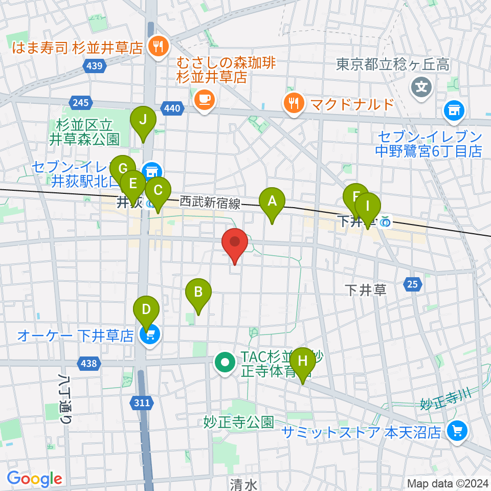 n.a.m.周辺のカフェ一覧地図