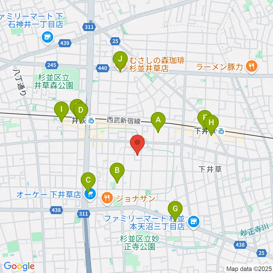 n.a.m.周辺のカフェ一覧地図