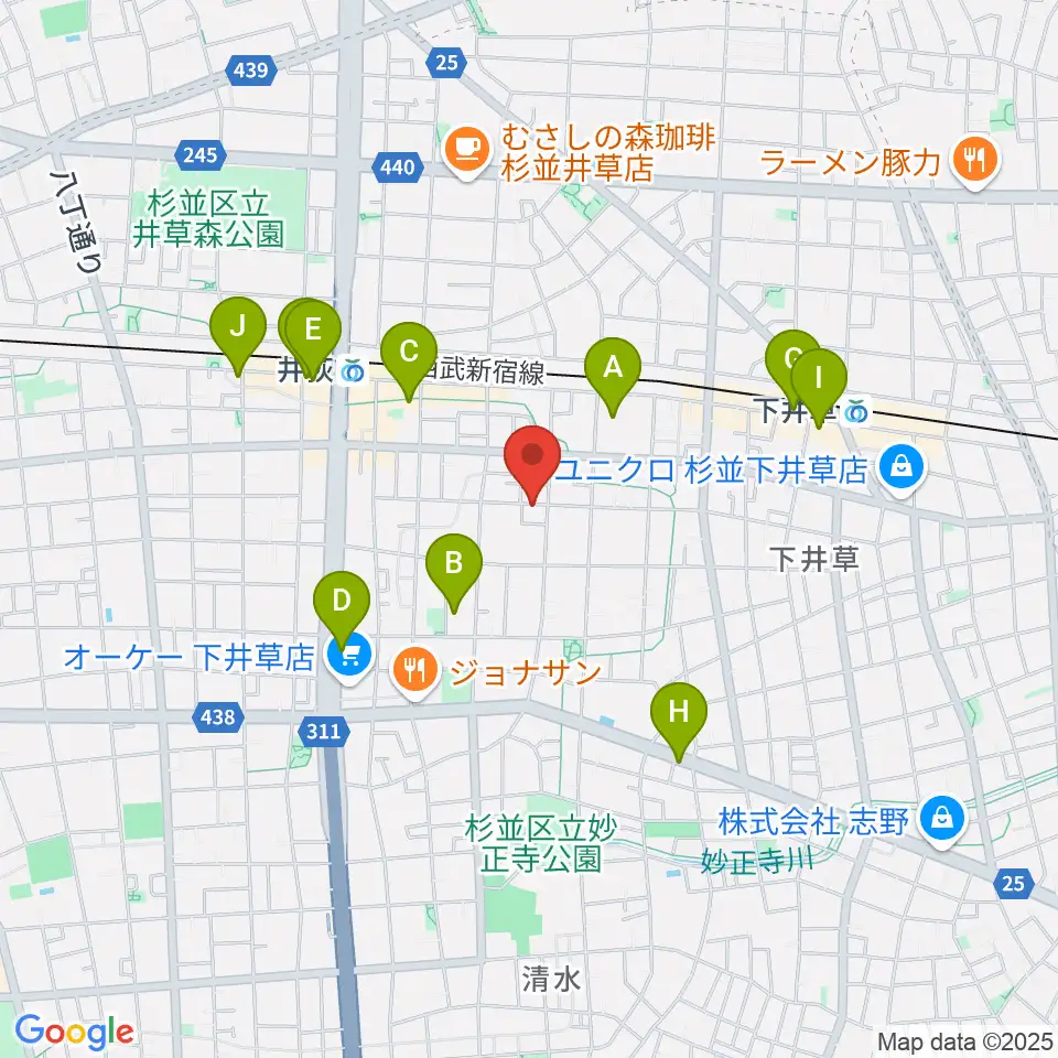 n.a.m.周辺のカフェ一覧地図