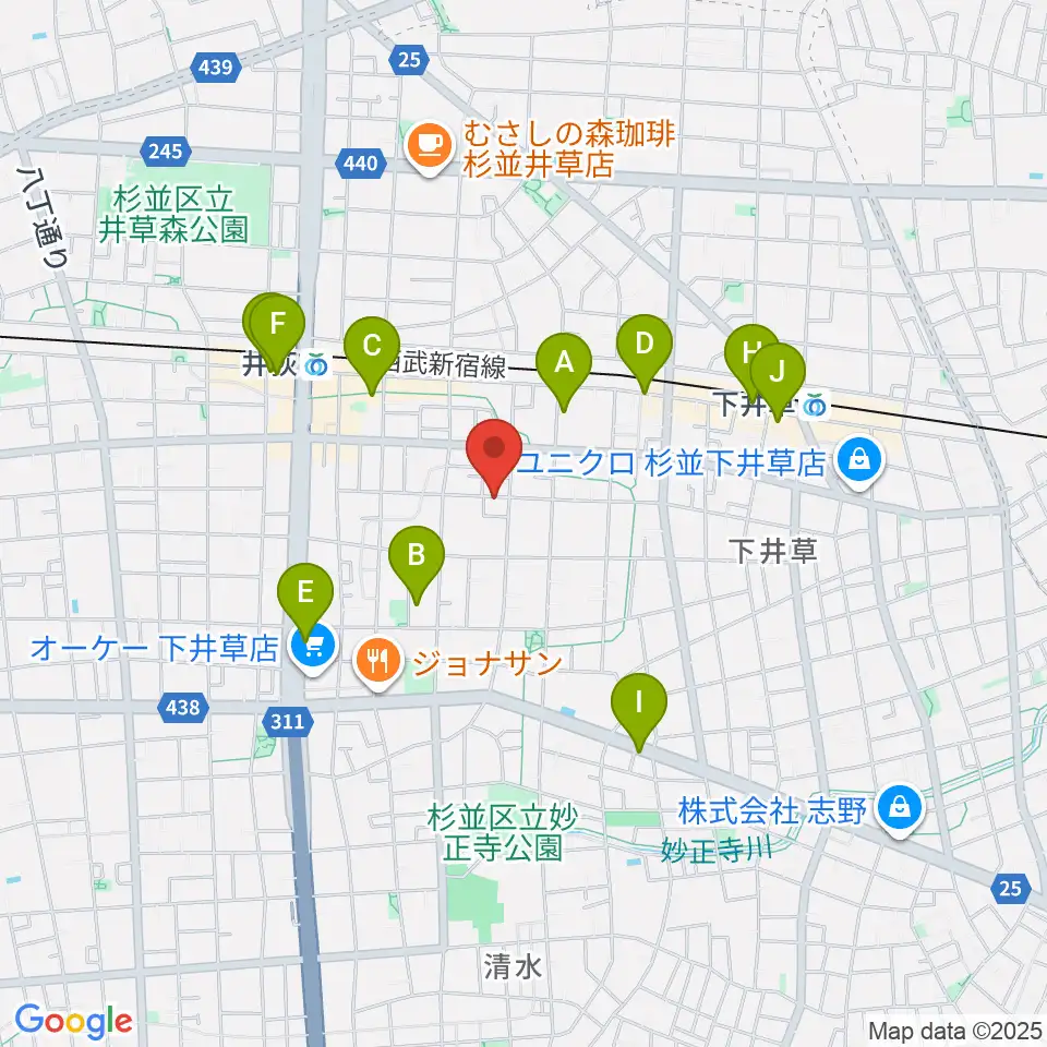 n.a.m.周辺のカフェ一覧地図