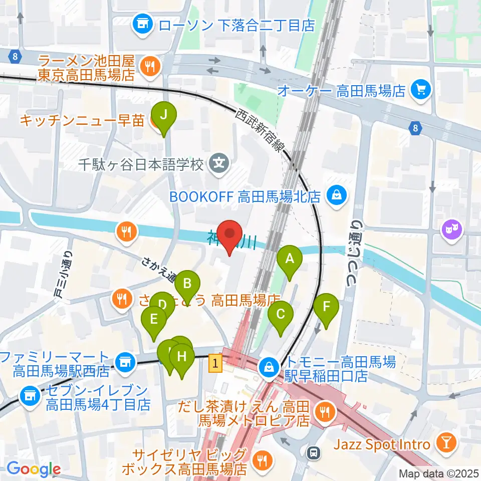 ペペタスギター教室 高田馬場教室周辺のカフェ一覧地図