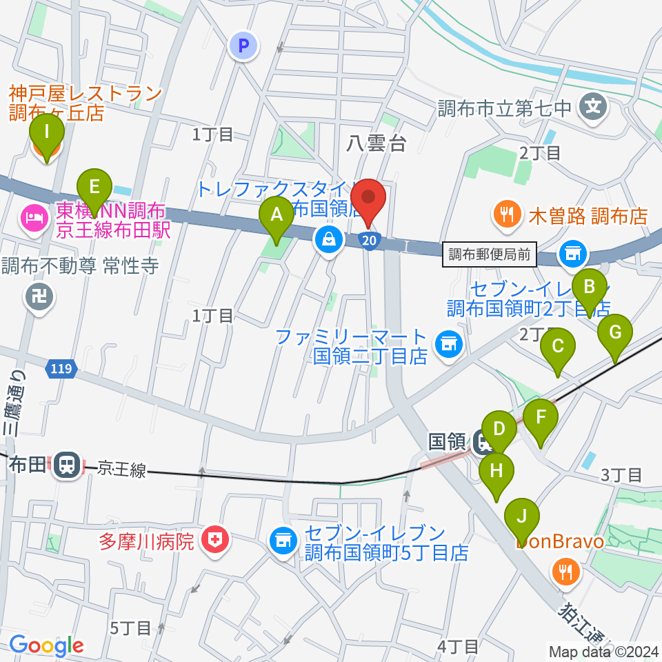 ソードミュージック多目的スタジオ周辺のカフェ一覧地図