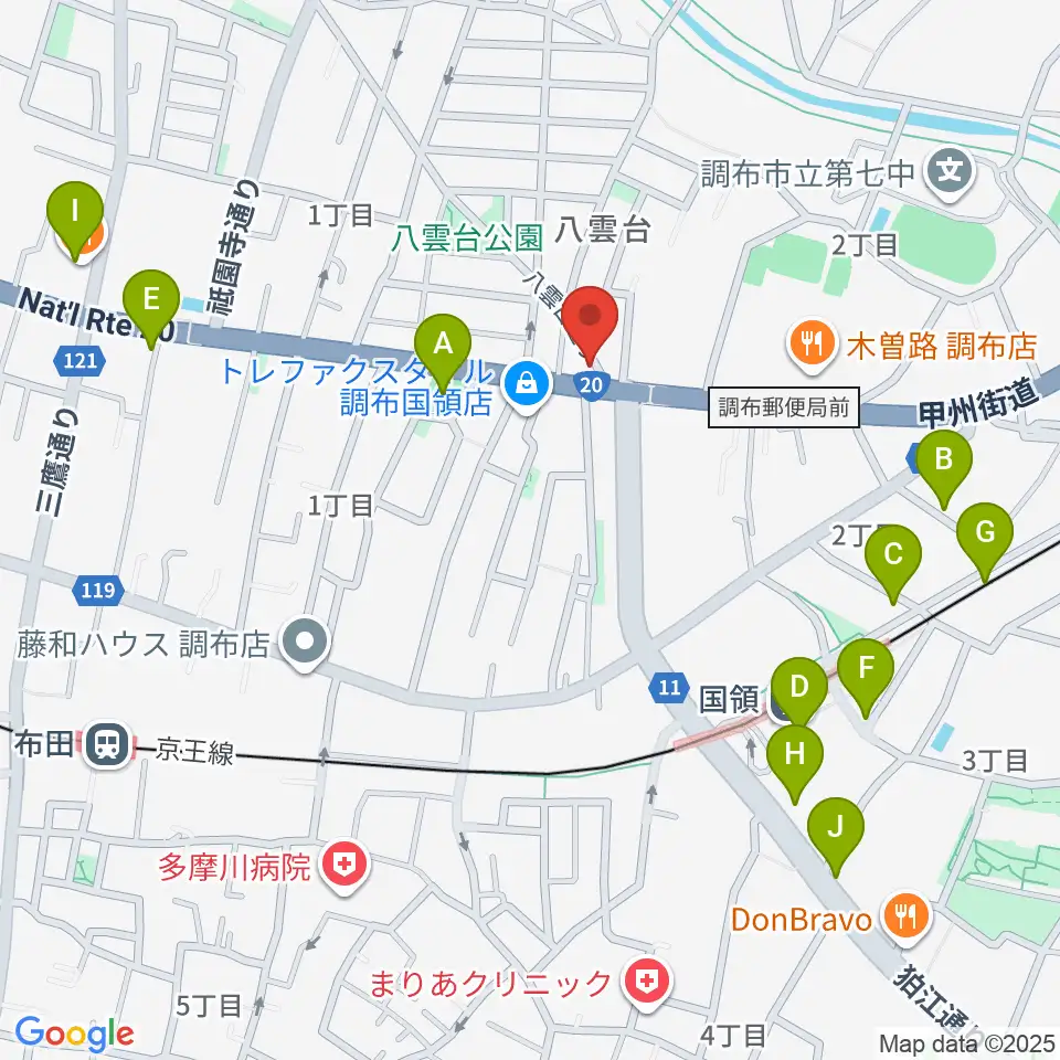 ソードミュージック多目的スタジオ周辺のカフェ一覧地図