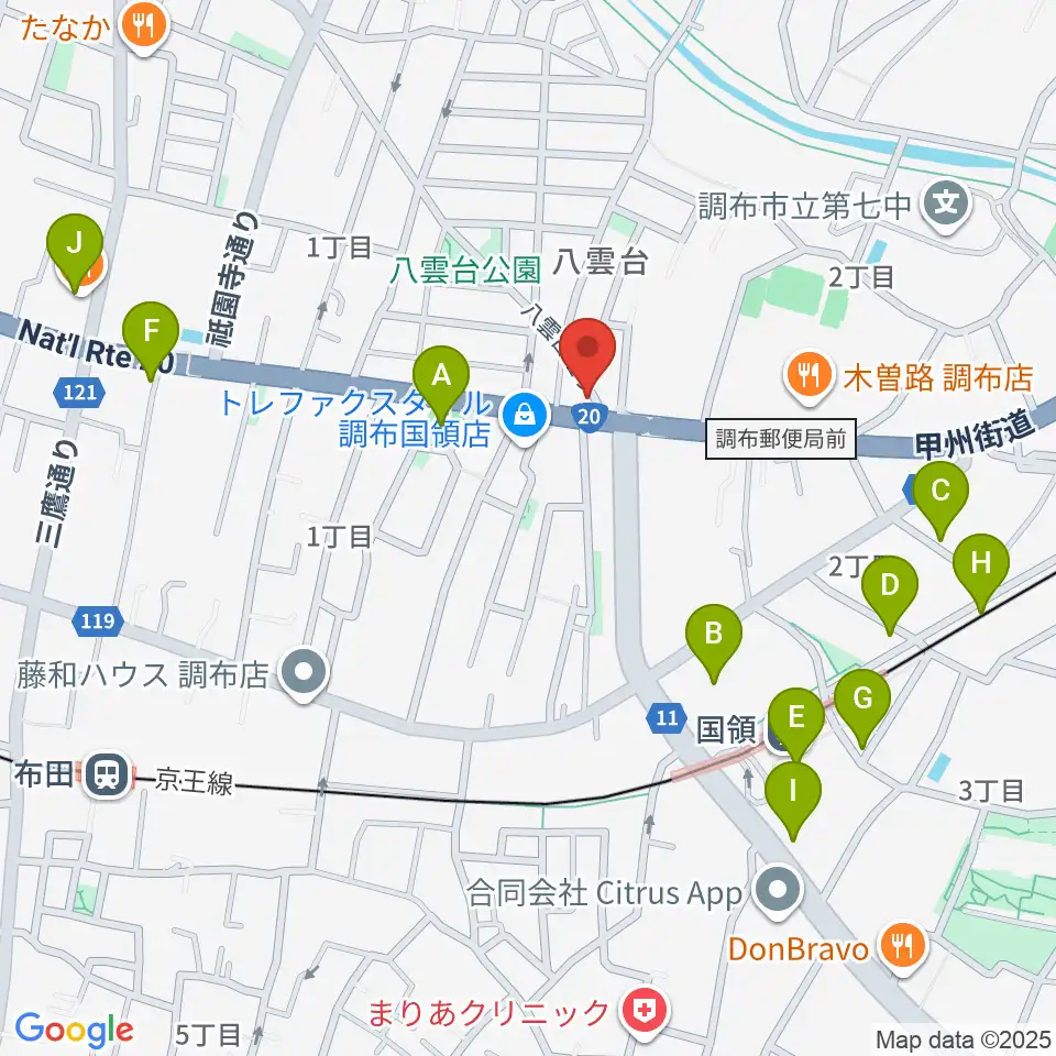 ソードミュージック多目的スタジオ周辺のカフェ一覧地図