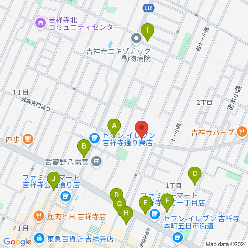 スズキ・メソード吉祥寺センター周辺のカフェ一覧地図