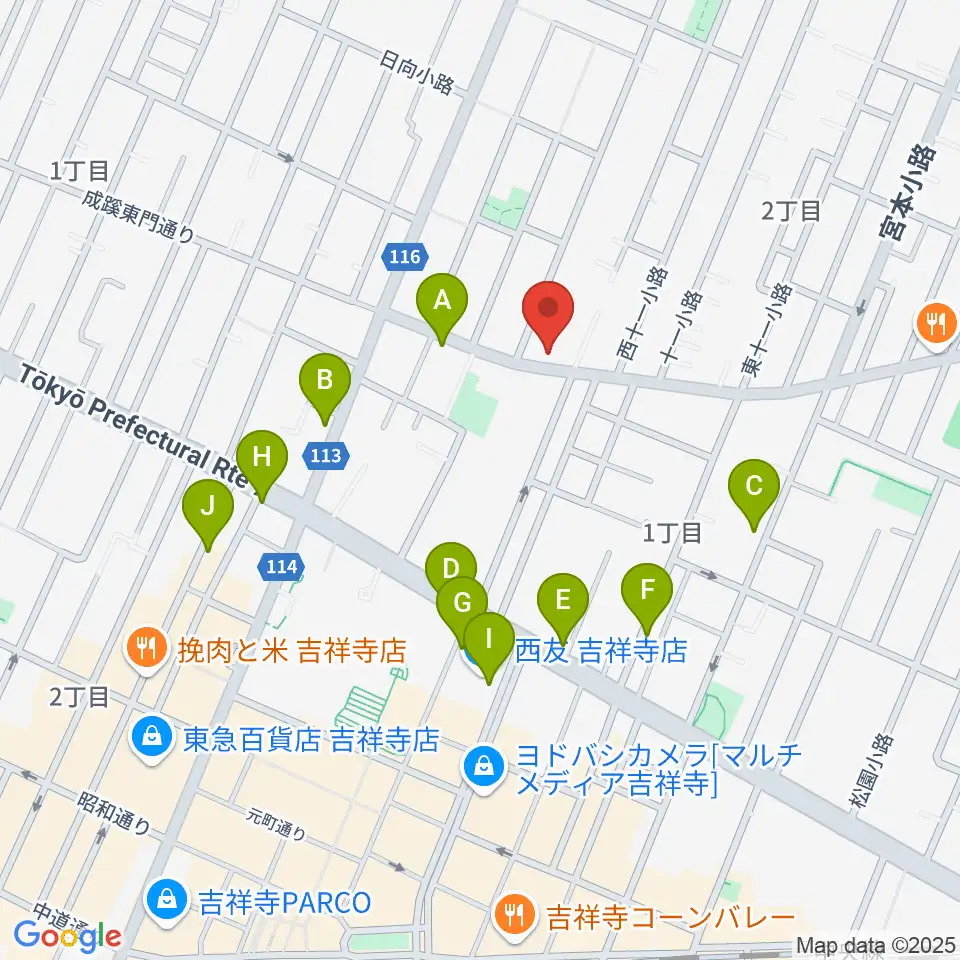 スズキ・メソード吉祥寺センター周辺のカフェ一覧地図