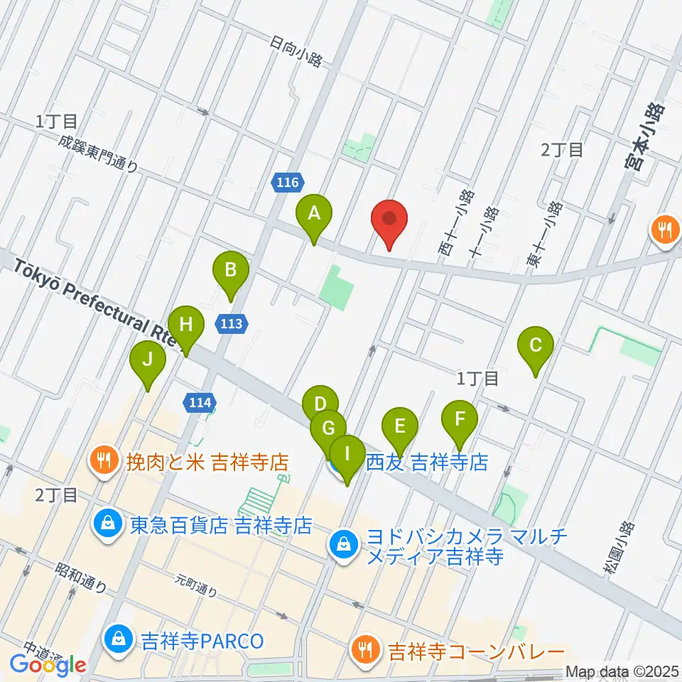 スズキ・メソード吉祥寺センター周辺のカフェ一覧地図