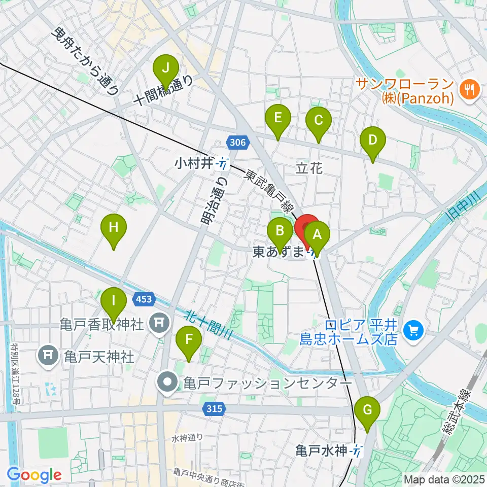 日本二胡学院周辺のカフェ一覧地図