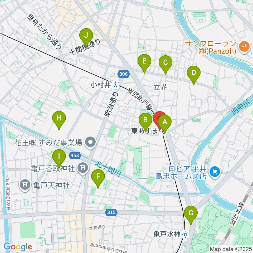 日本二胡学院周辺のカフェ一覧地図