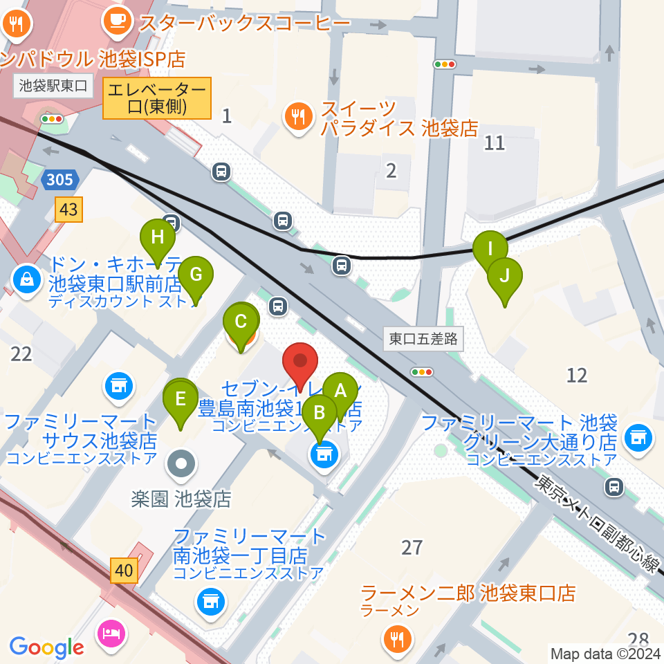 IMC池袋音楽学院周辺のカフェ一覧地図