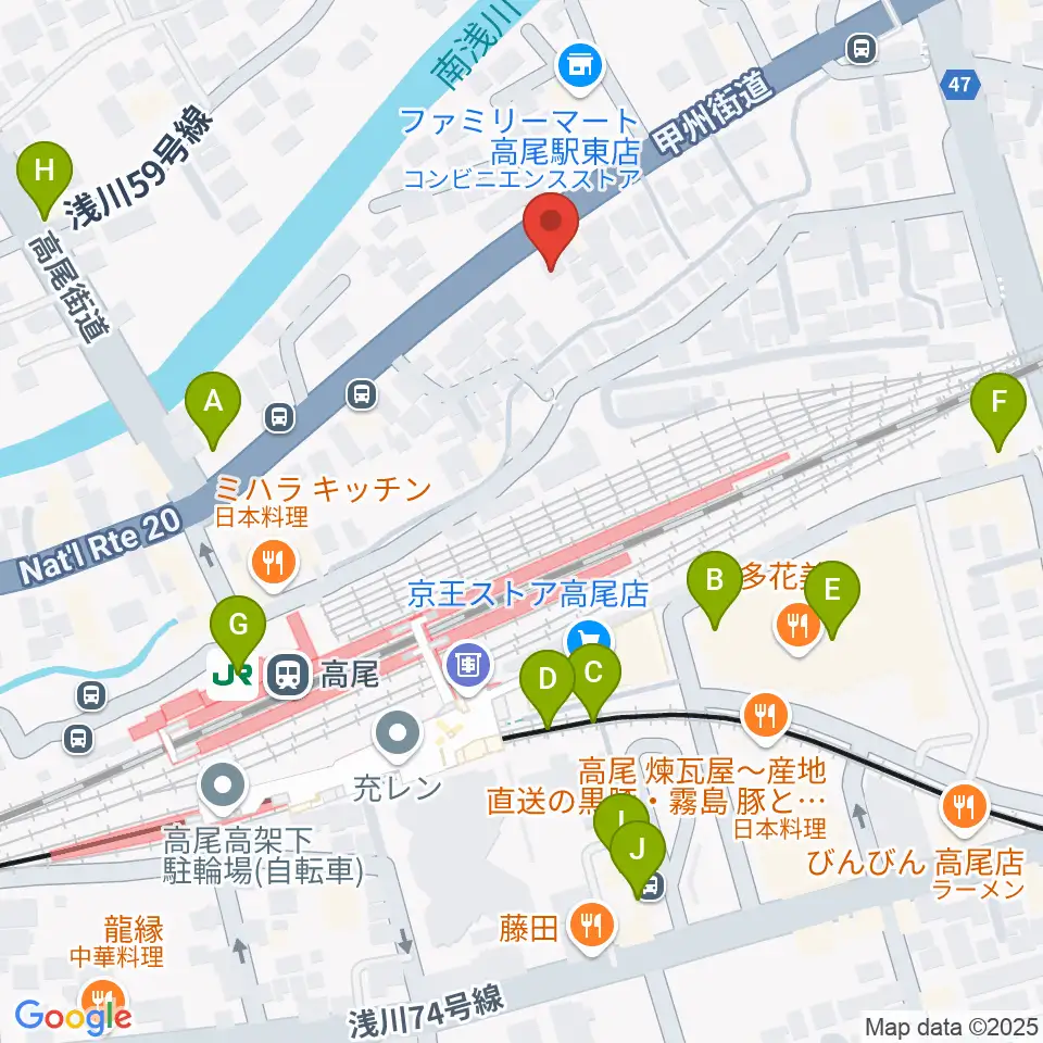 高尾みどり館 音楽教室周辺のカフェ一覧地図