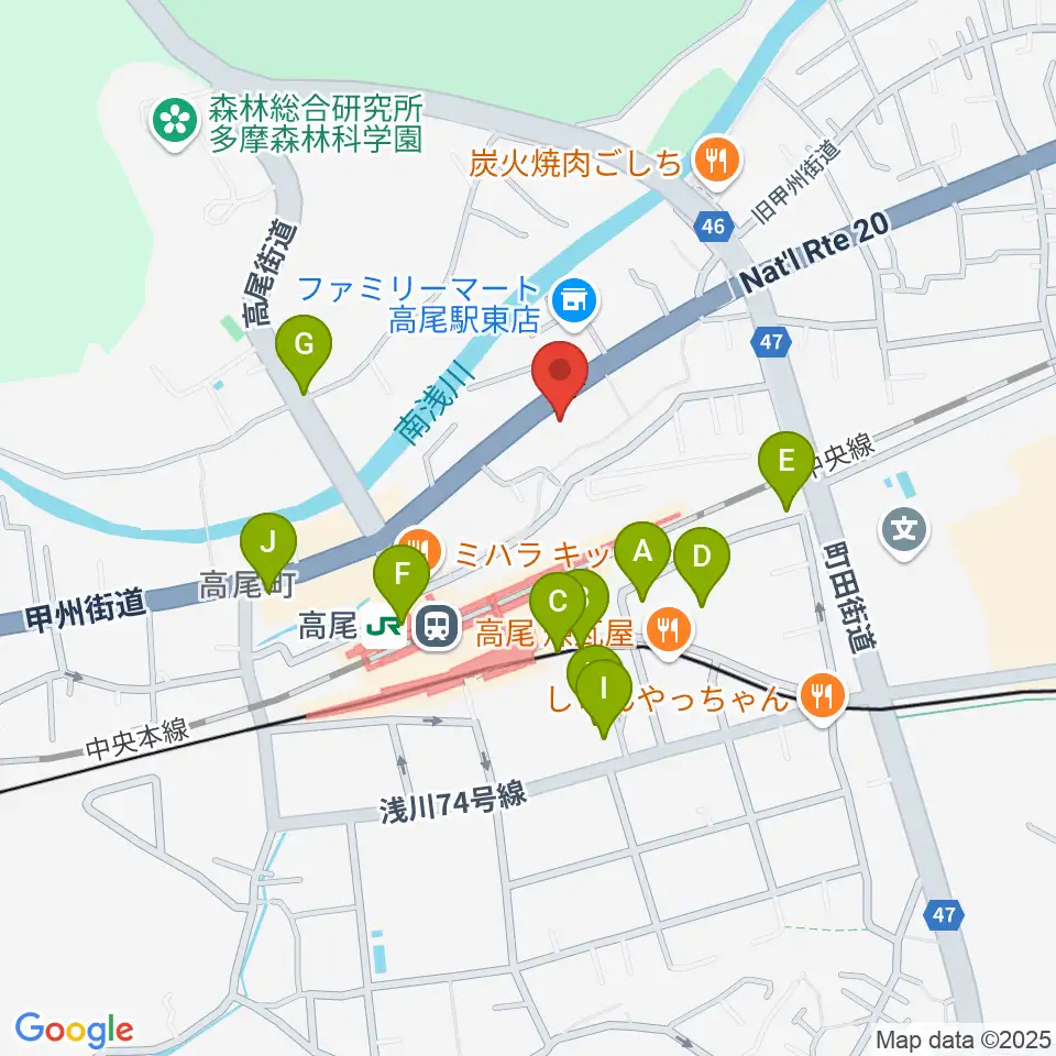 高尾みどり館 音楽教室周辺のカフェ一覧地図