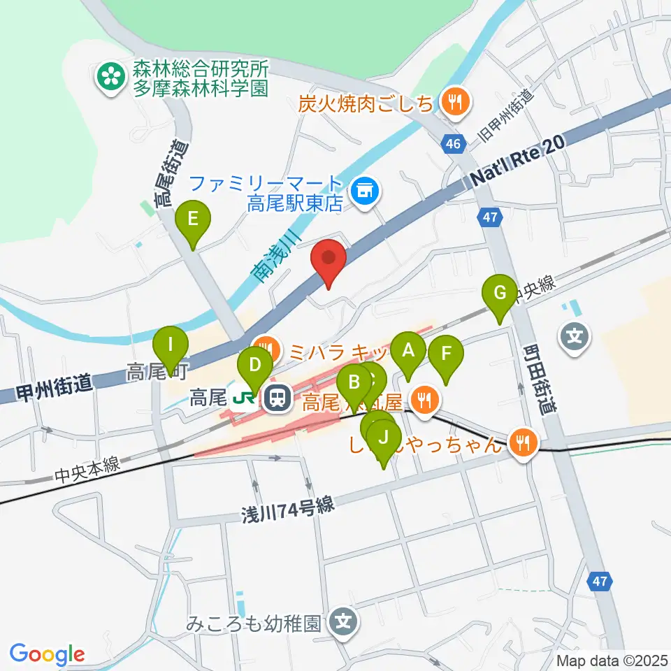 高尾みどり館 音楽教室周辺のカフェ一覧地図