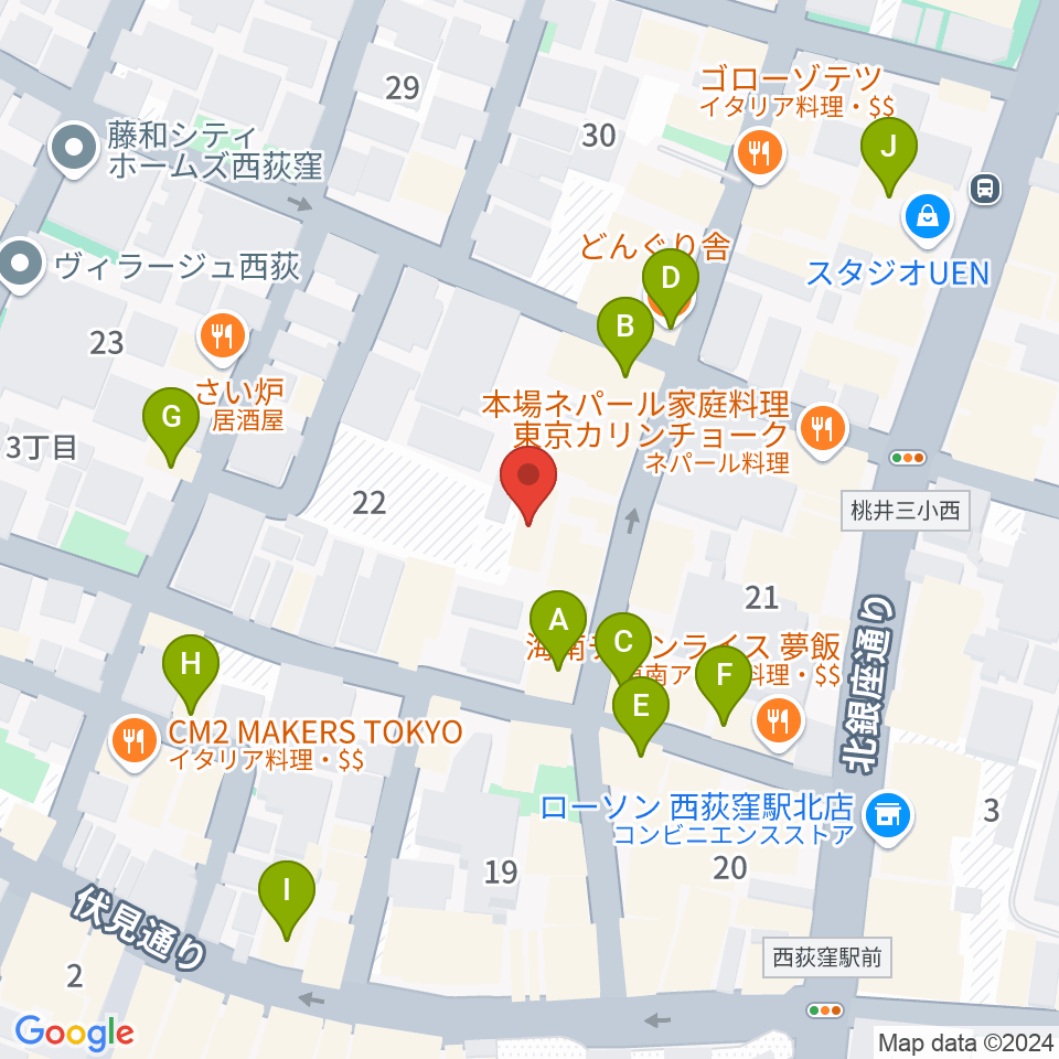 GUITARS MARKET周辺のカフェ一覧地図