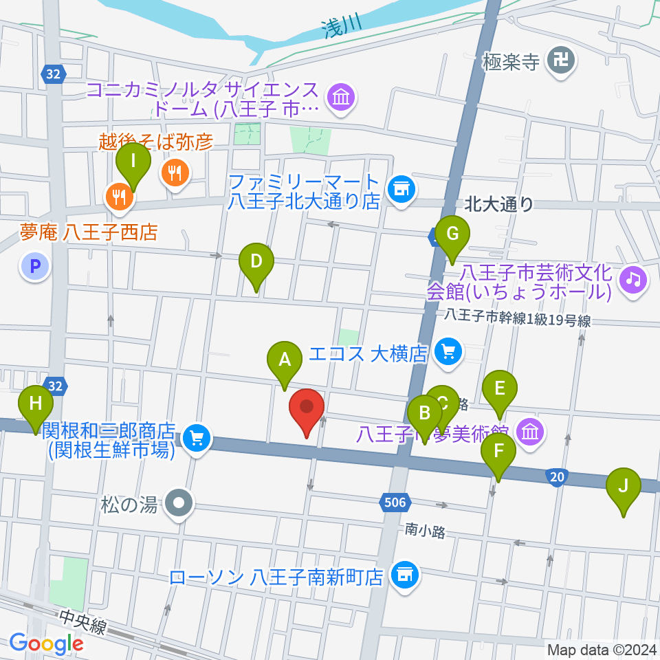 中之島流大正琴・大正琴広場周辺のカフェ一覧地図