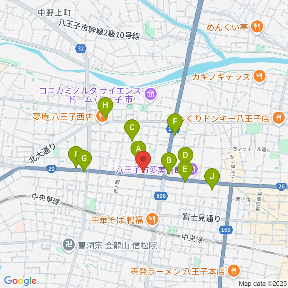 中之島流大正琴・大正琴広場周辺のカフェ一覧地図