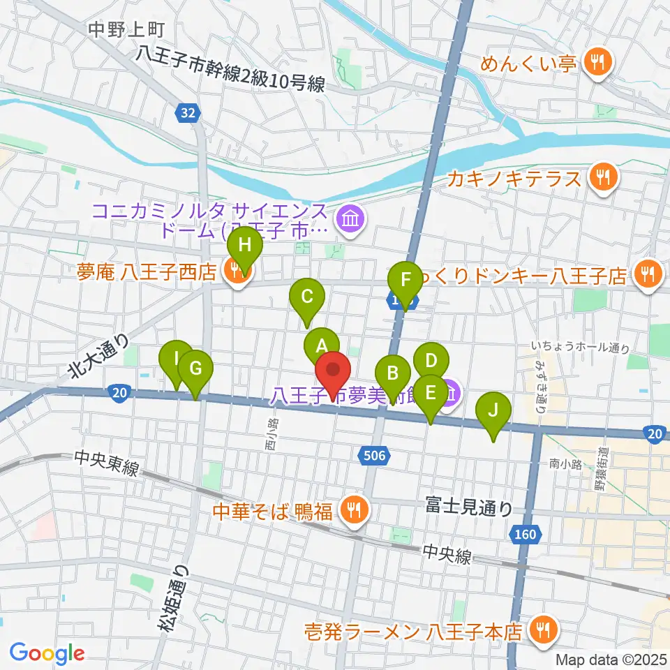 中之島流大正琴・大正琴広場周辺のカフェ一覧地図