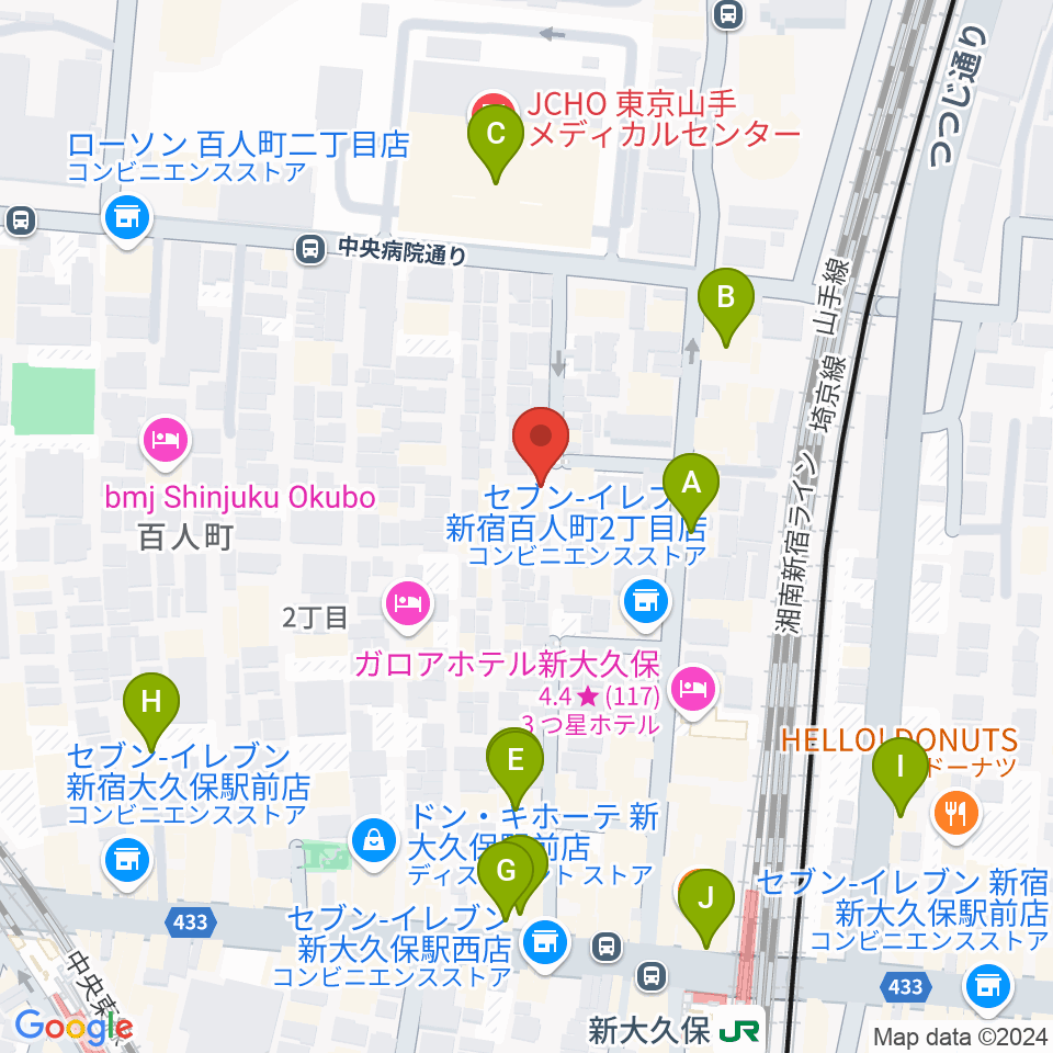 ダ・カーポ周辺のカフェ一覧地図