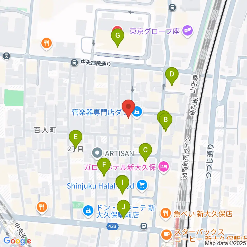 ダ・カーポ周辺のカフェ一覧地図