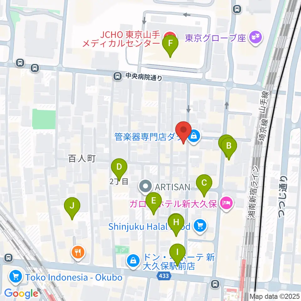ダ・カーポ周辺のカフェ一覧地図