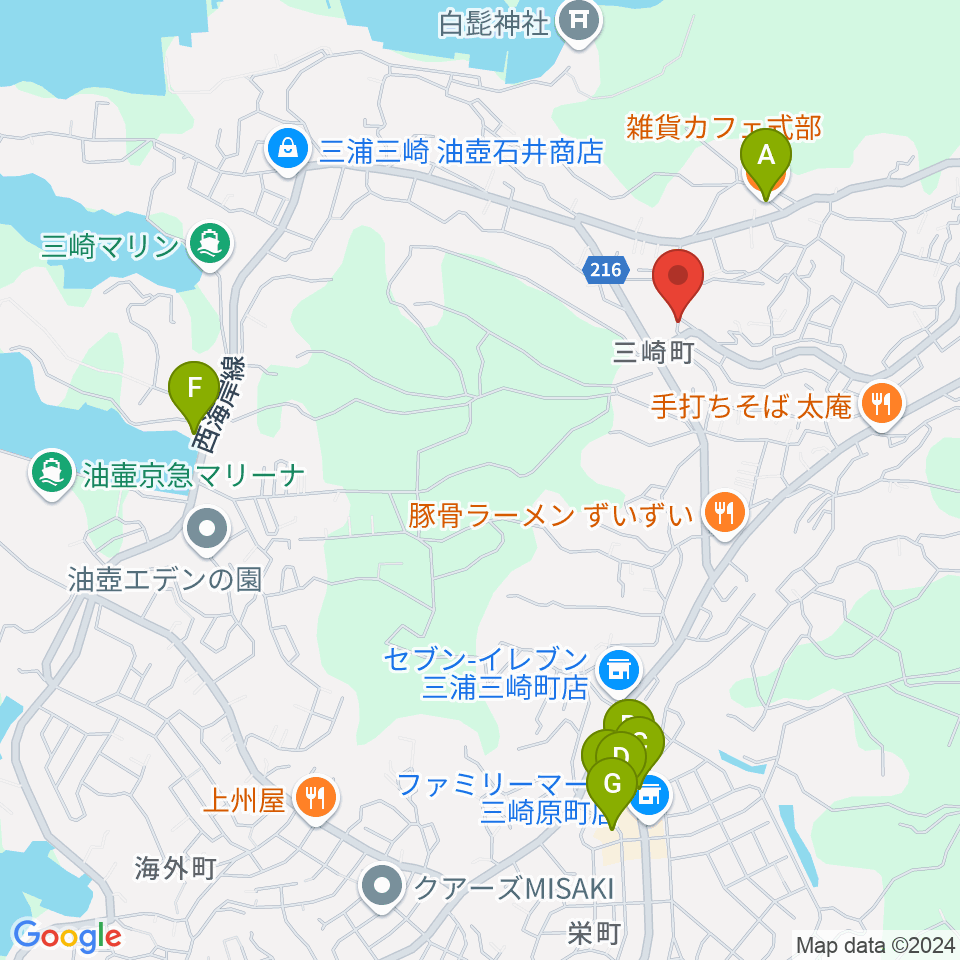 ぴよよ楽器周辺のカフェ一覧地図