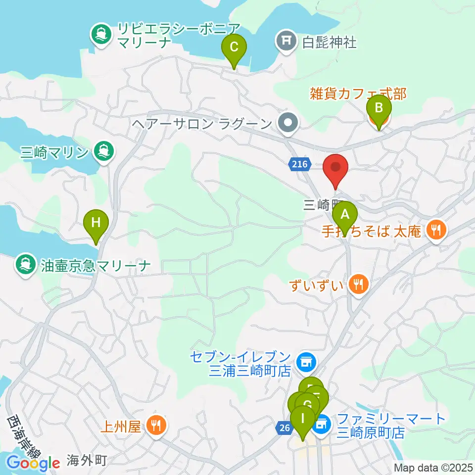 ぴよよ楽器周辺のカフェ一覧地図
