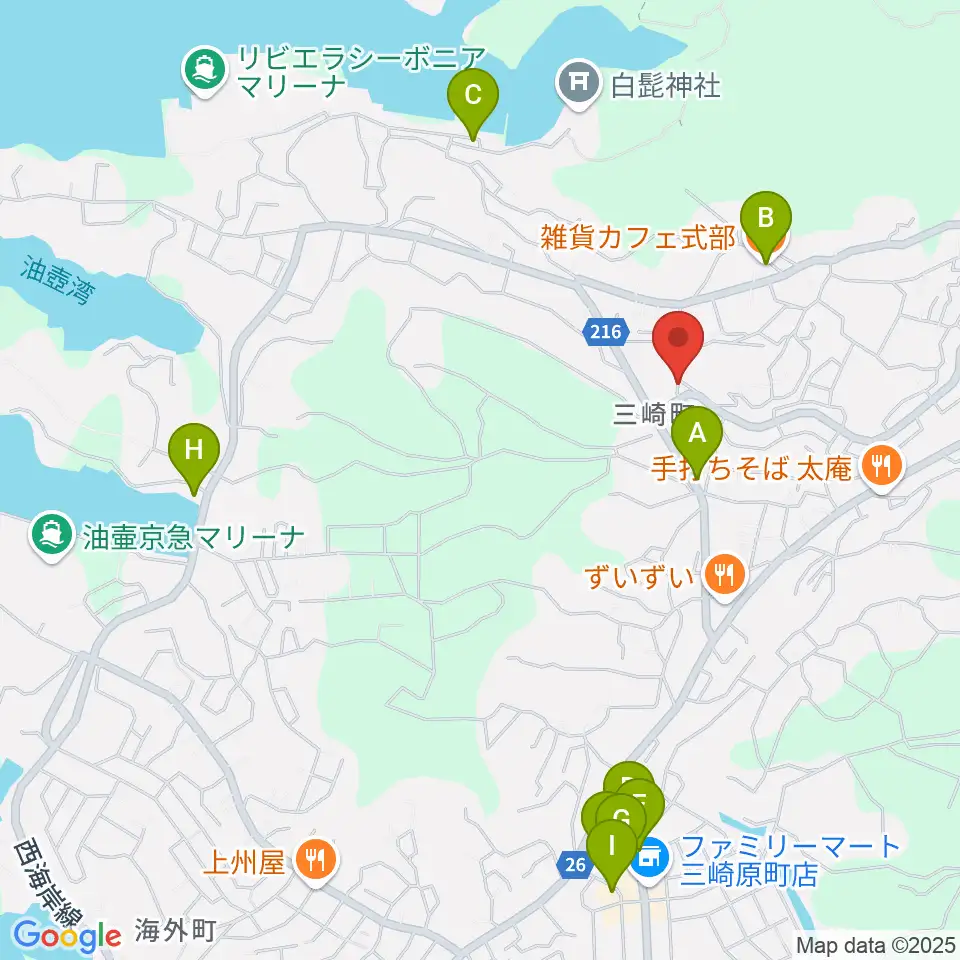 ぴよよ楽器周辺のカフェ一覧地図