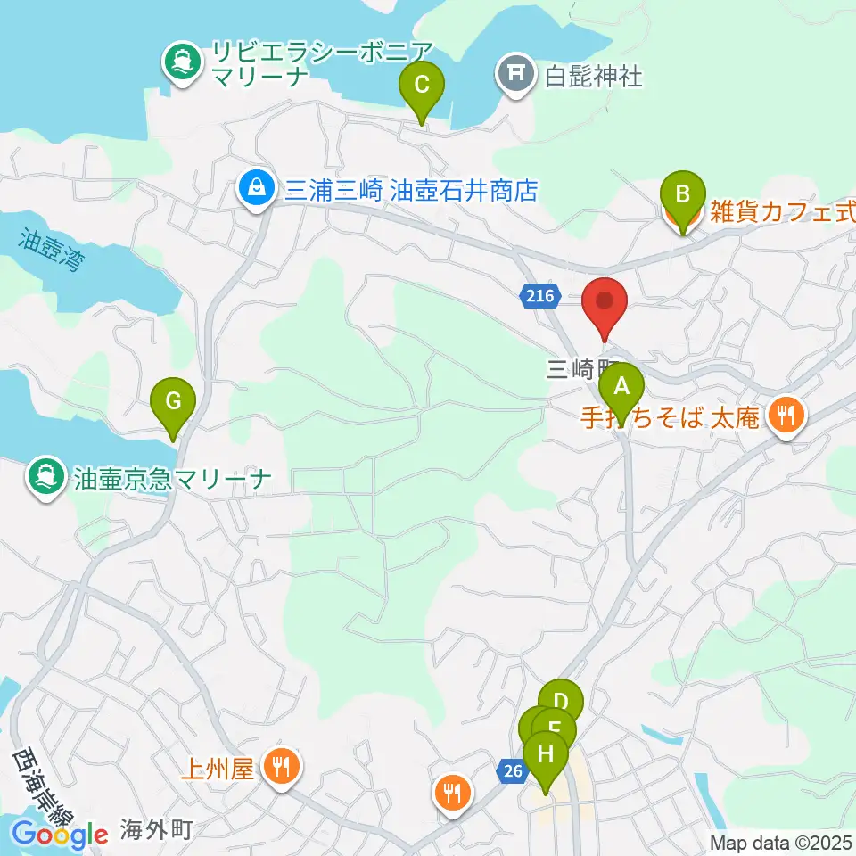ぴよよ楽器周辺のカフェ一覧地図