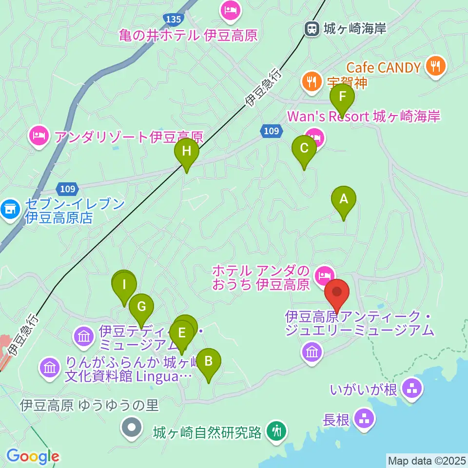 伊豆スタジオ周辺のカフェ一覧地図
