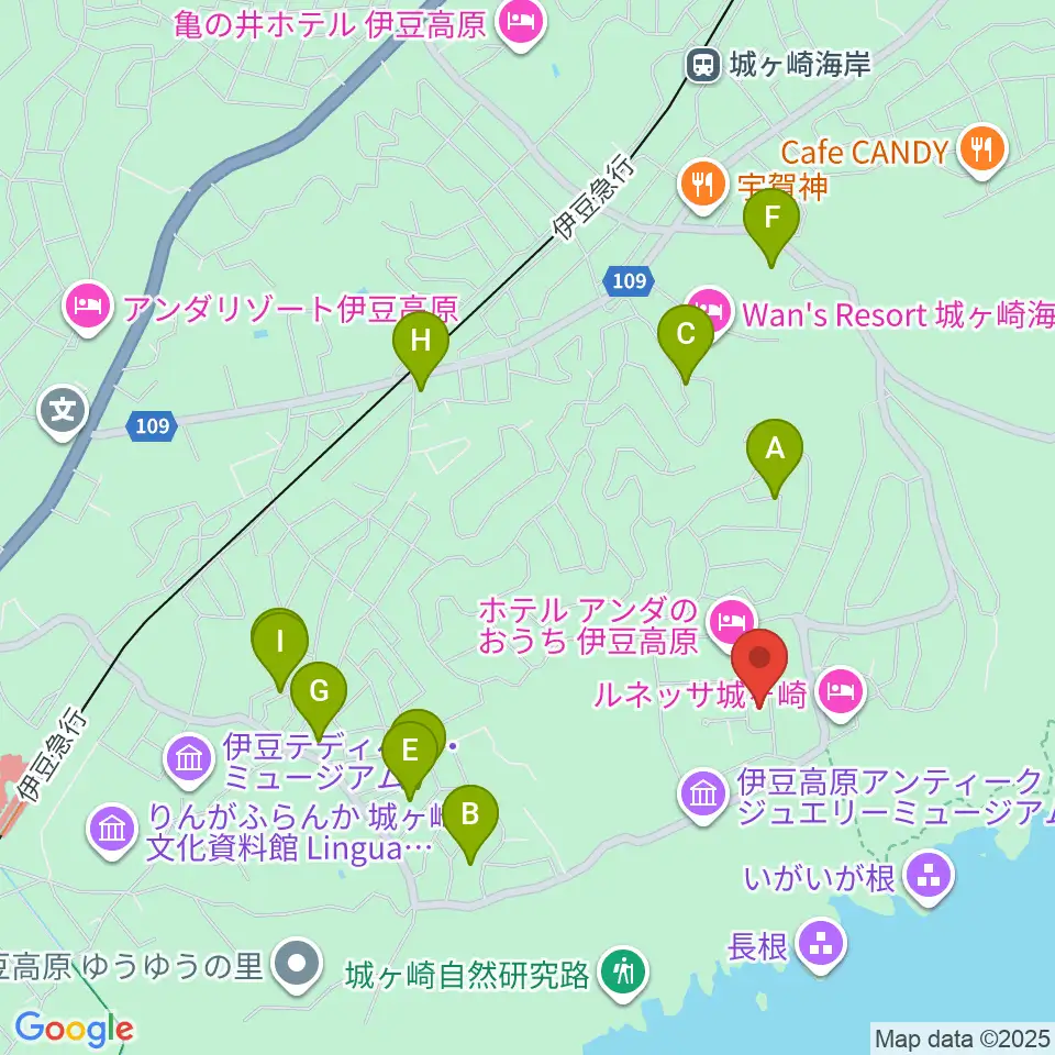 伊豆スタジオ周辺のカフェ一覧地図