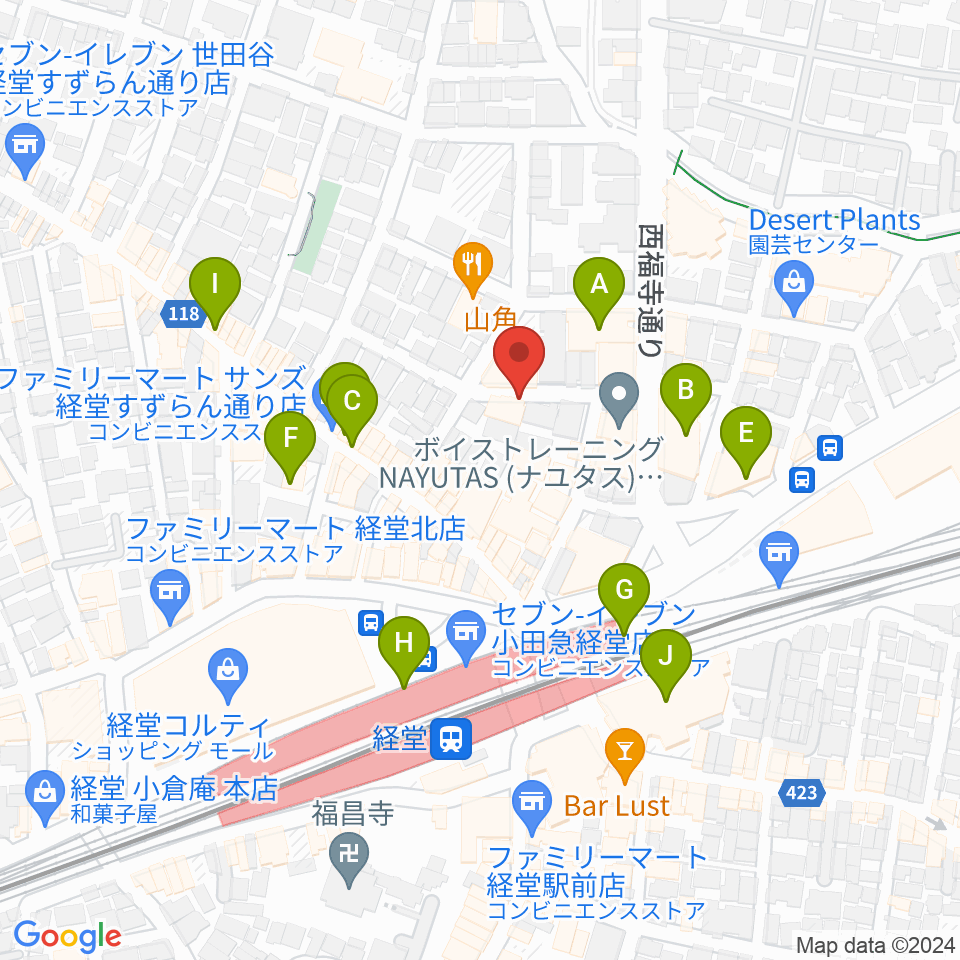 三味線亀屋邦楽器周辺のカフェ一覧地図