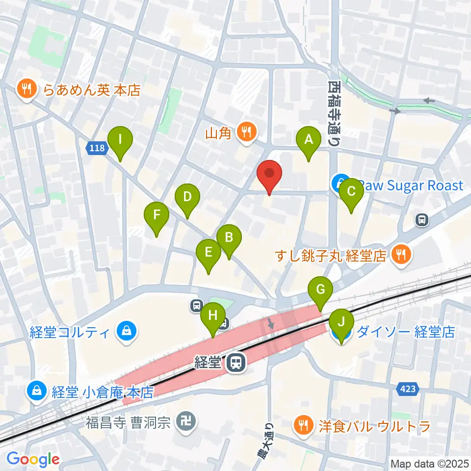 三味線亀屋邦楽器周辺のカフェ一覧地図