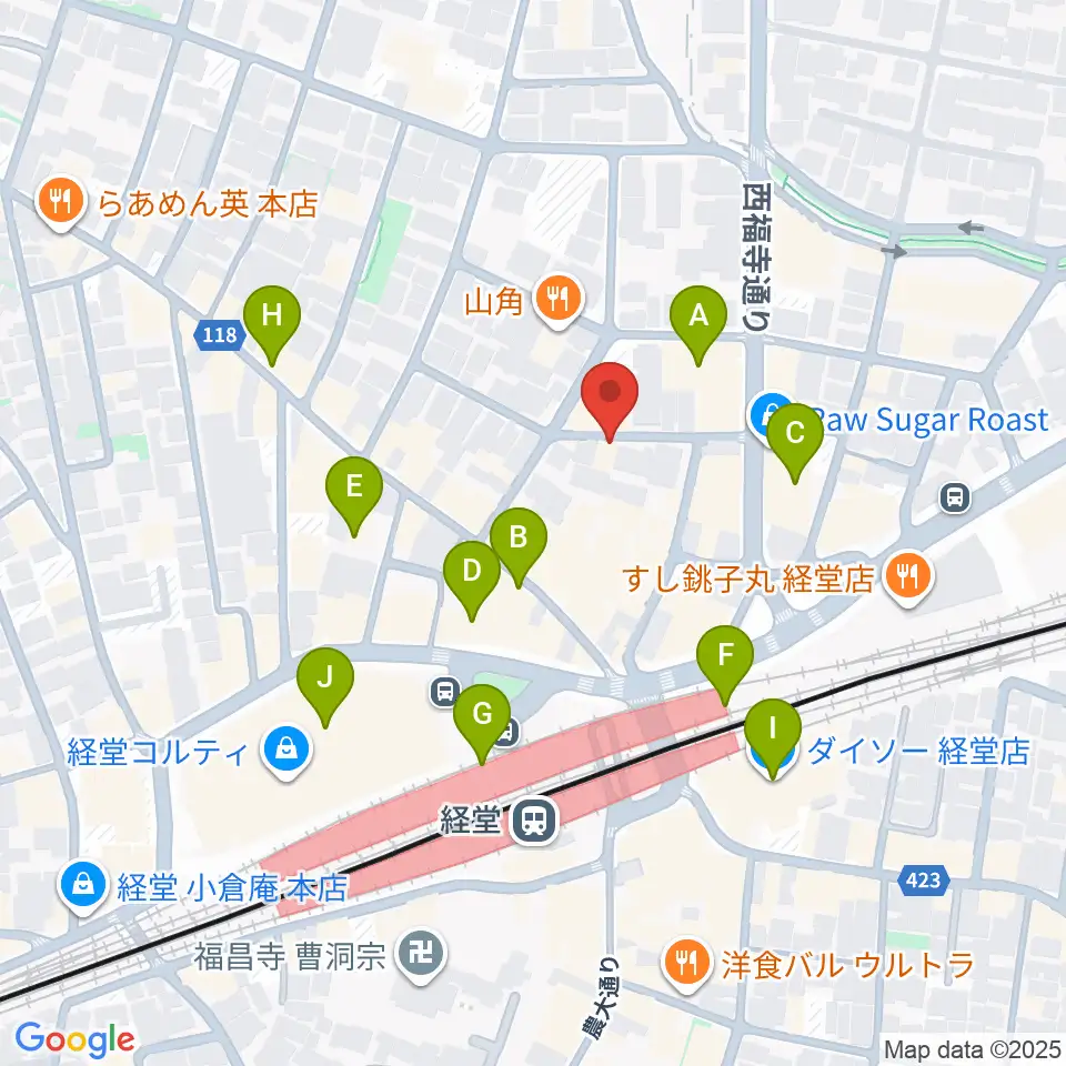 三味線亀屋邦楽器周辺のカフェ一覧地図