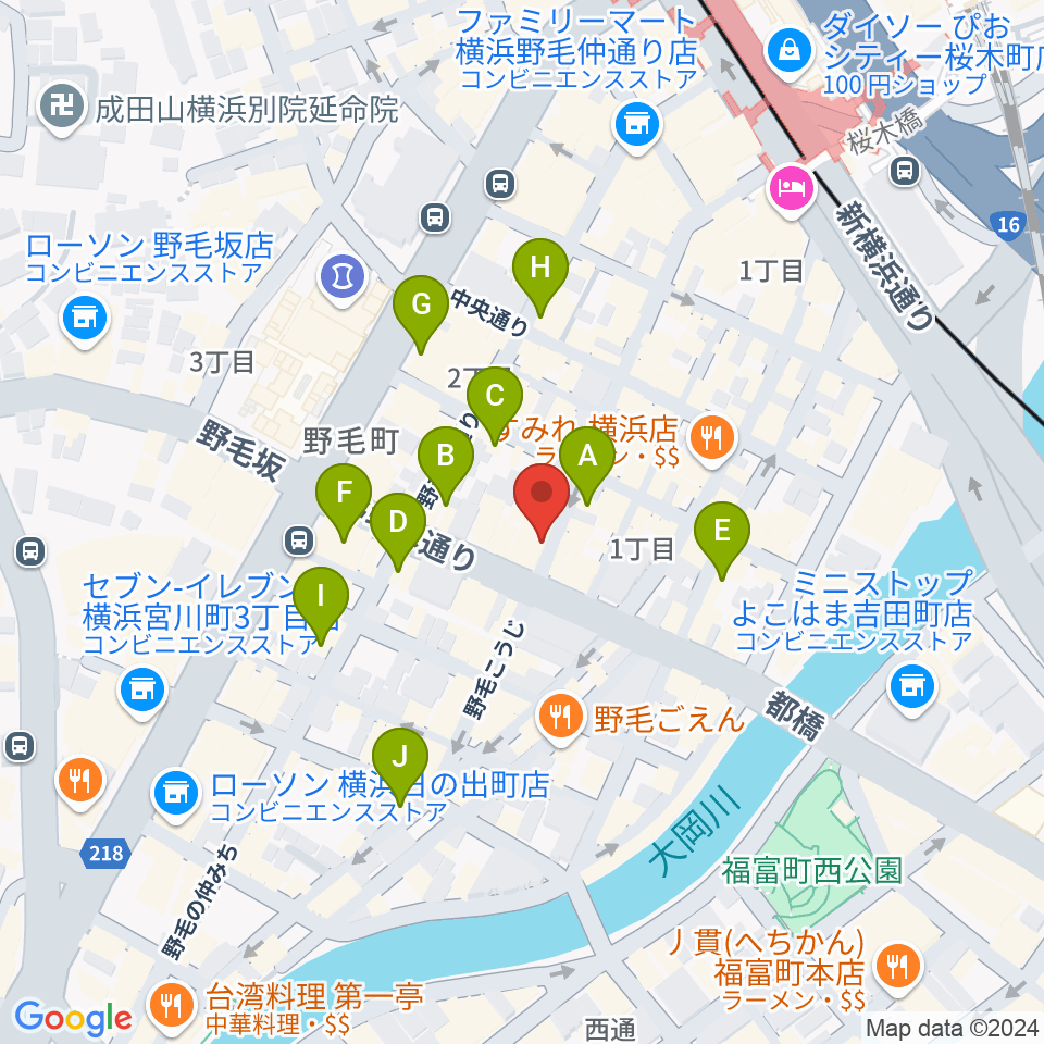 野毛Junk周辺のカフェ一覧地図