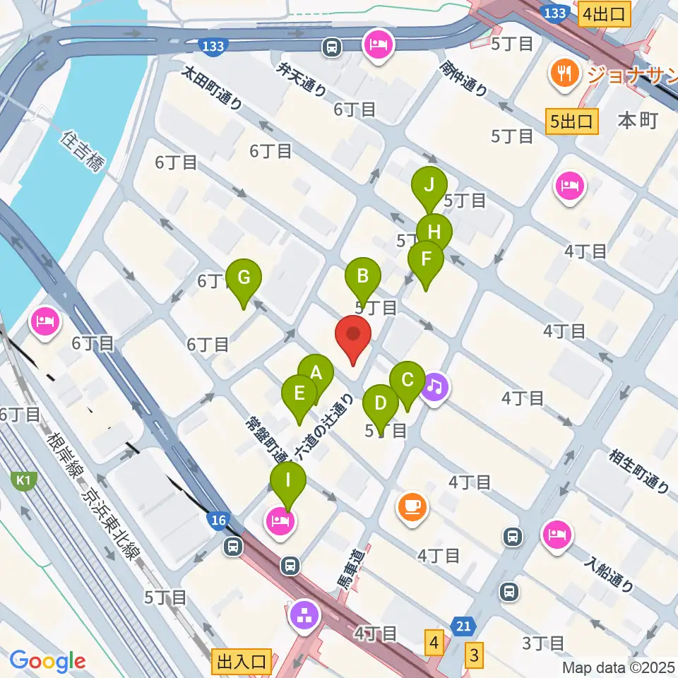 横浜エアジン周辺のカフェ一覧地図