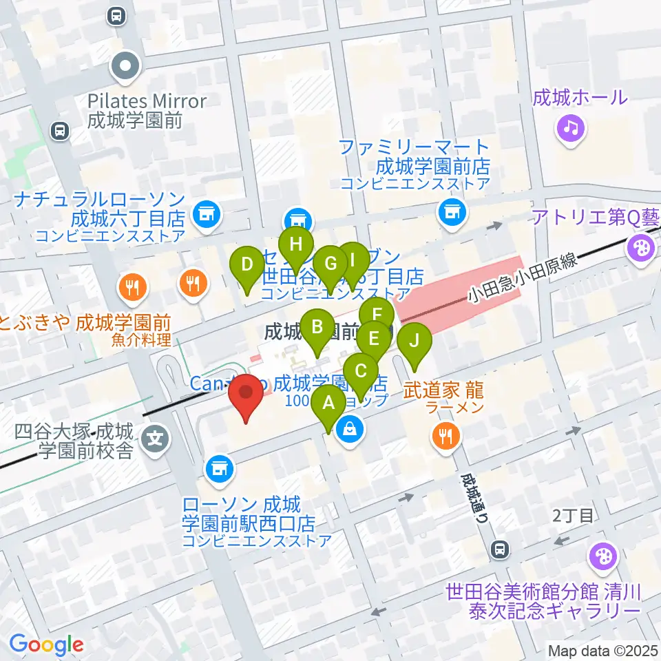 アミーズボーカルスクール成城学園前校周辺のカフェ一覧地図