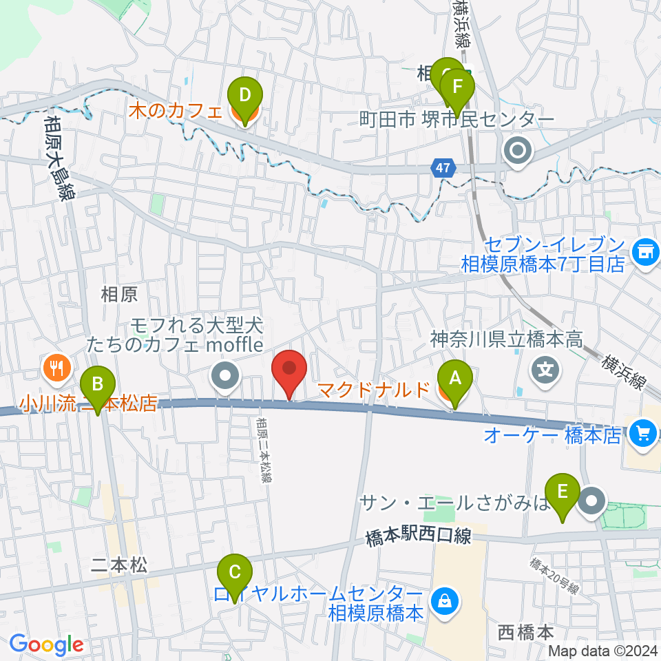 あらきピアノ教室周辺のカフェ一覧地図