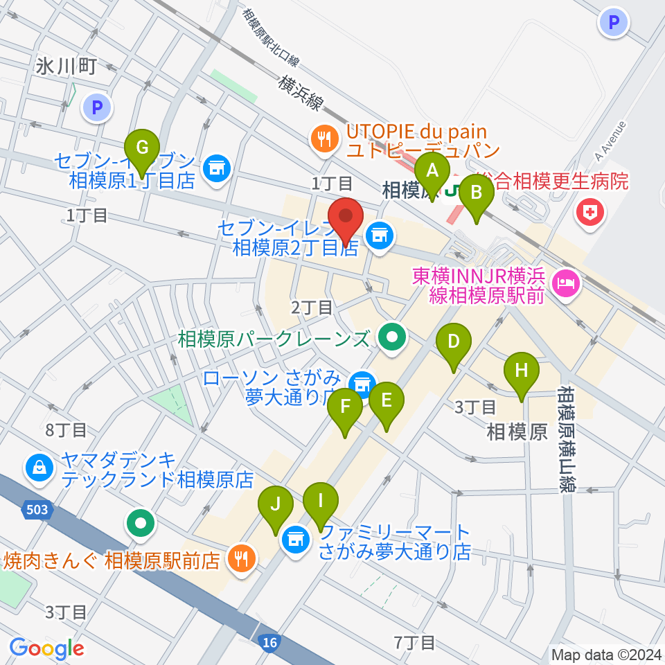 エッキミュージックサロン周辺のカフェ一覧地図