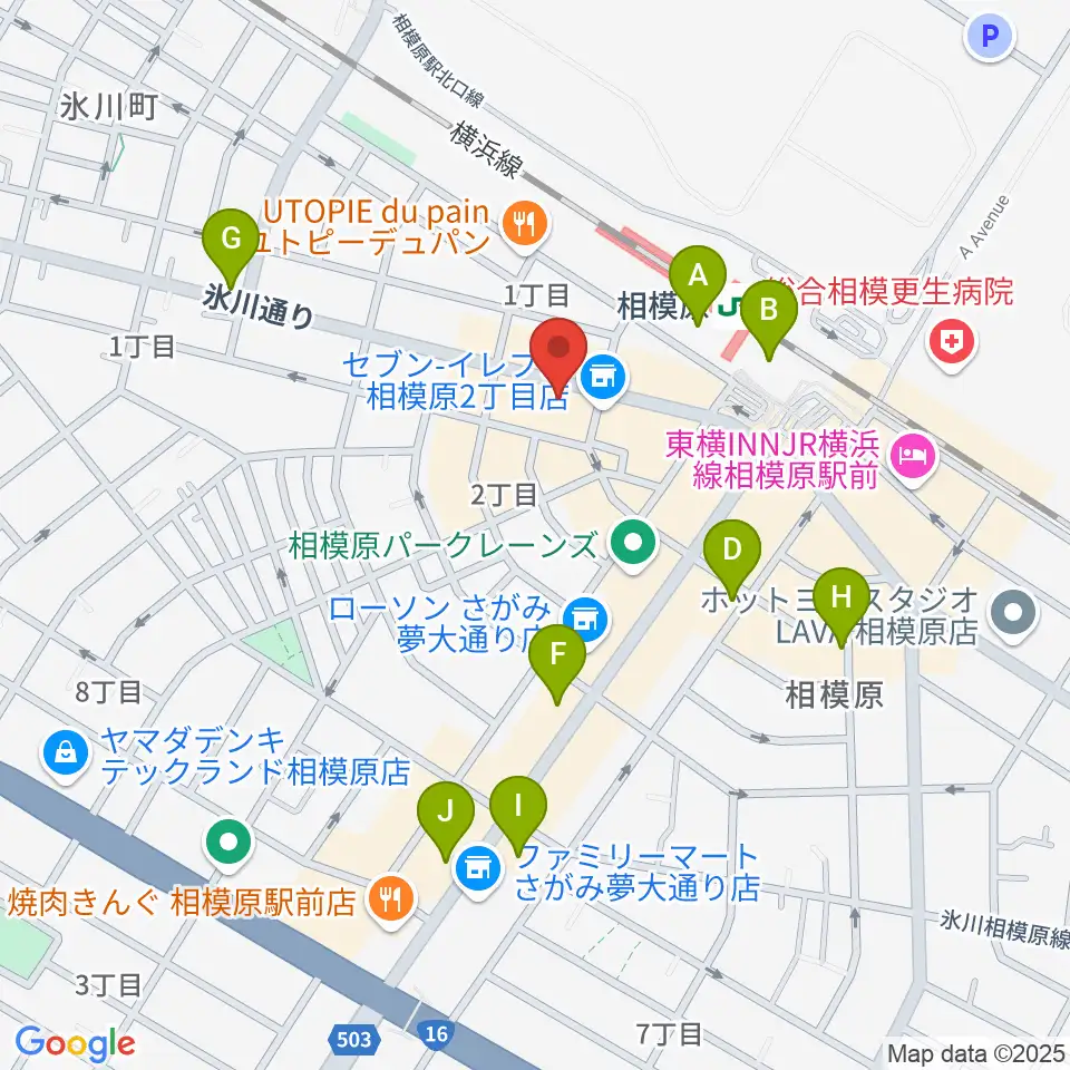 エッキミュージックサロン周辺のカフェ一覧地図